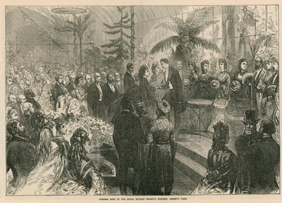 Avondfeest in de tuinen van de Royal Botanic Society, Regents Park, Londen door English School