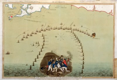 Altijd Gedenkwaardige Slag bij Kaap Trafalgar, 21 oktober 1805, uitgegeven door Laurie & Whittle, 12 december 1805 door English School