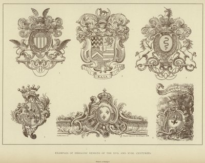 Voorbeelden van Heraldieke Ontwerpen van de XVII en XVIII Eeuwen door English School