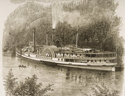 Excursiestoomboot op de Hudson River, ca. 1870, uit 