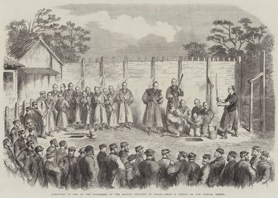 Executie van twee van de moordenaars van de Britse officieren in Japan (gravure) door English School