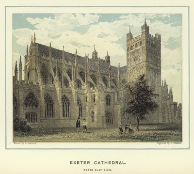 Exeter Kathedraal, noordoostelijk zicht door English School
