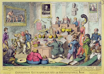 Buitengewone Tentoonstelling in de Tuinbouwkamer, geëtst door George Cruikshank, uitgegeven door G. Humphrey, 1826 door English School