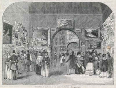 Tentoonstelling van schilderijen bij de British Institution door English School