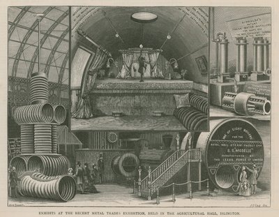 Tentoonstelling van recente metaalbewerking in de Agricultural Hall, Islington door English School