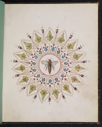 Insect binnen een ontwerp. Schetsboek met scènes uit Charles Dickens verhalen (waterverf op papier) door English School