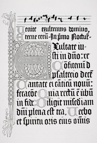 Facsimile van een pagina uit een Psalter, gedrukt door Johann Fust en Petrus Schoiffer, Mainz, 1459 door English School