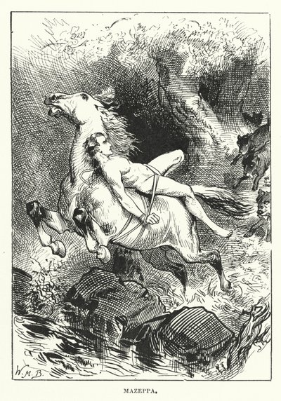 Beroemde ritten: Mazeppa (gravure) door English School