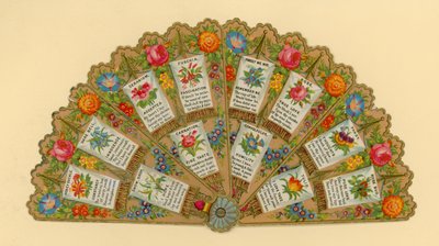 Waaier, symboliek van bloemen door English School