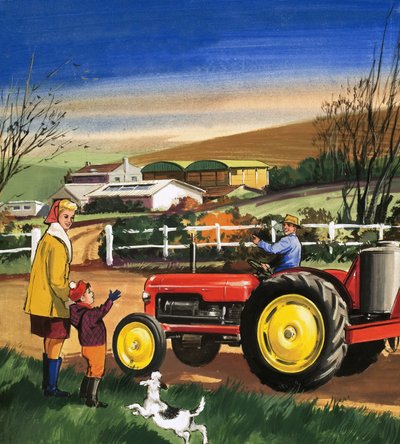 Boer op een tractor door English School