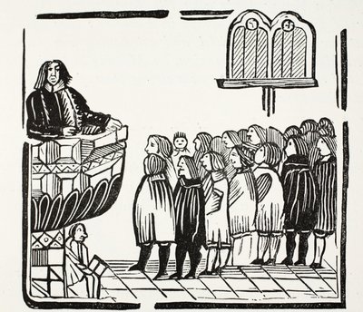 Verdere en meer verschrikkelijke waarschuwingen van God, illustratie uit Chap-books van de achttiende eeuw door John Ashton, uitgegeven 1882 door English School