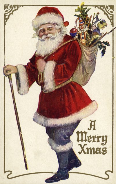 Kerstman met een zak speelgoed door English School