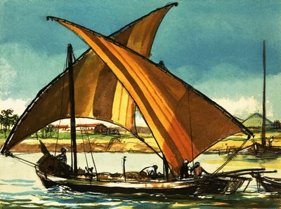 Felucca boten op de Nijl door English School