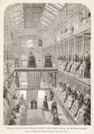 Vrouwelijke Gevangenen aan het Werk tijdens het Stille Uur in de Brixton Gevangenis, uit The Criminal Prisons of London and Scenes of Prison Life door Henry Mayhew (1812-87) en John Binny, 1860 door English School