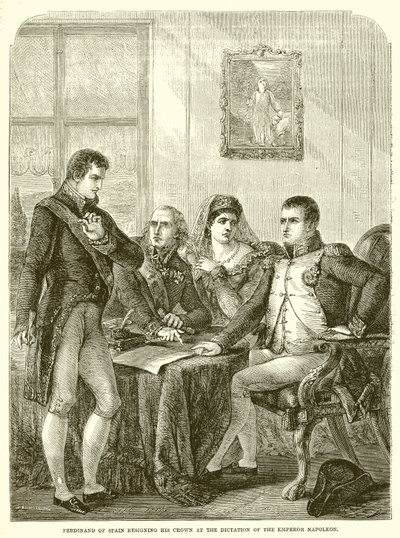 Ferdinand van Spanje doet afstand van zijn kroon op bevel van keizer Napoleon door English School