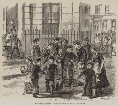 Water halen, een scène tijdens de recente vorst door English School