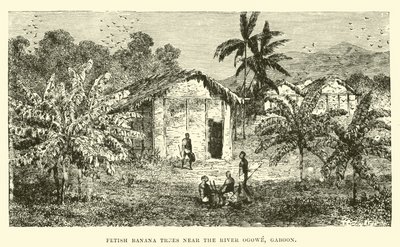 Fetisj bananenbomen nabij de rivier Ogowe, Gabon door English School