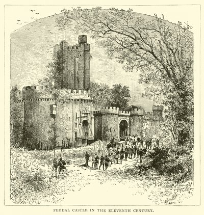 Feodaal kasteel in de elfde eeuw door English School
