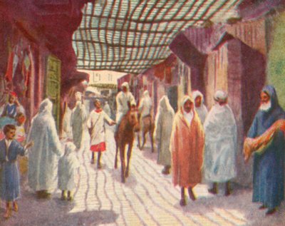Fez, een schaduwrijke straat door English School