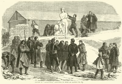 Beeld van Verzet, uitgevoerd in sneeuw op Bastion nr. 85, december 1870 door English School