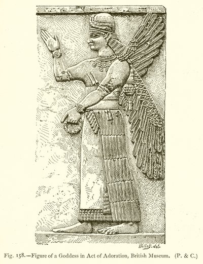 Beeld van een godin in aanbidding, British Museum door English School