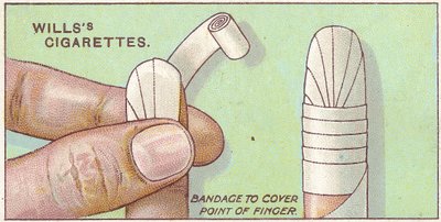 Vingerverband, nr.50 uit de Eerste Hulp-serie van Willss Cigarettes kaarten door English School