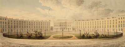 Finsbury Circus Kijkend naar het Noorden richting London Institution, c.1820 door English School