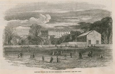 Vuurwerkgebouw voor de vredesviering in Hyde Park, Londen door English School