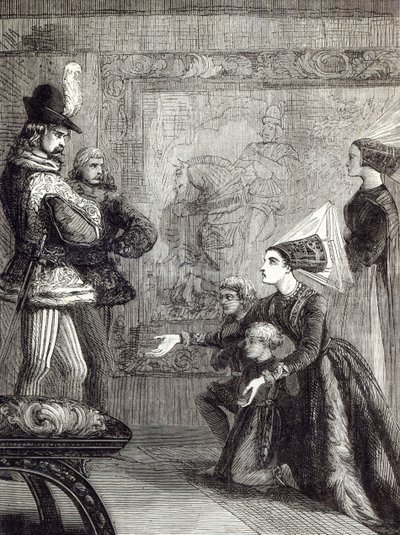 Eerste ontmoeting van Edward IV en Lady Elizabeth Gray, illustratie uit 