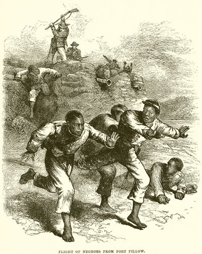 Vlucht van negers uit Fort Pillow (gravure) door English School