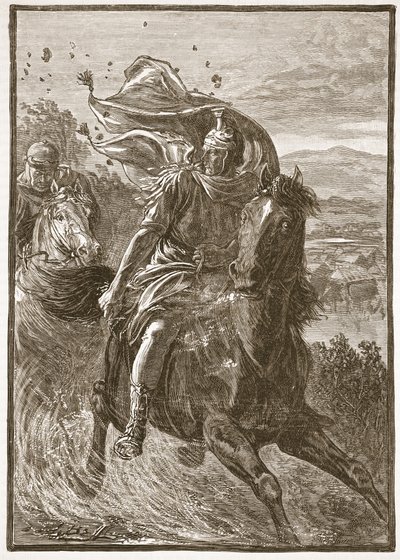 Vlucht van Pompeius van het slagveld van Pharsalia door English School