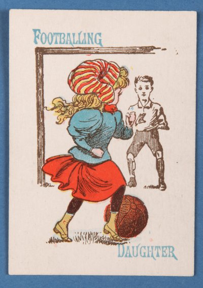 Voetballende Dochter, uit het Happy Families kaartspel, ca. 1890-1900 door English School