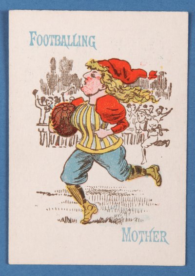 Voetballende Moeder, kaart uit een Happy Families spel, ca. 1890-1900 door English School