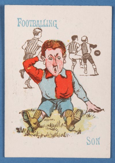 Voetballende Zoon, uit het Happy Families kaartspel, ca. 1890-1900 door English School