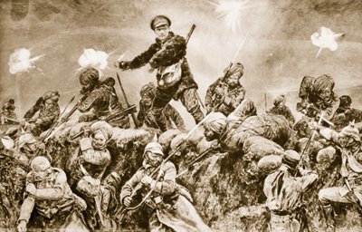 Voor de glorie van de Raj: Indiase troepen bestormen de Duitse loopgraven bij Neuve Chapelle, maart 1915 door English School