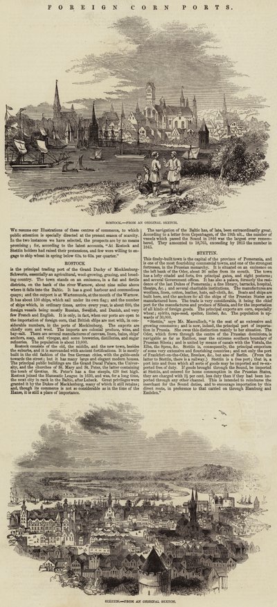 Buitenlandse Graanhavens (gravure) door English School