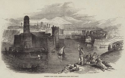 Buitenlandse Graanhavens, Marseille (gravure) door English School