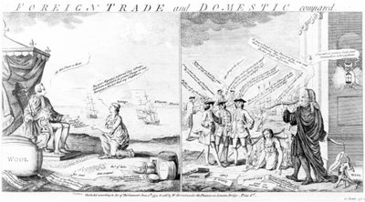 Buitenlandse handel en binnenlandse vergeleken, door William Herbert, 1754 door English School