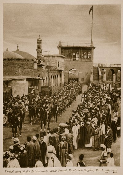Formele intocht van de Britse troepen onder generaal Maude in Bagdad, 11 maart 1917 door English School