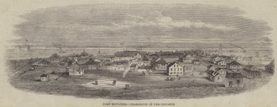 Fort Moultrie, Charleston in de verte (gravure) door English School