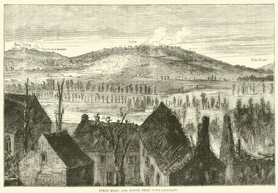 Forten Noisy en Avron vanuit Noisy-le-Grand, januari 1871 door English School