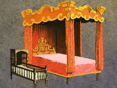 Vierposterbed en Wieg door English School