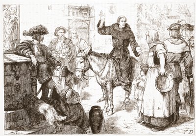 Francis Lambert preekt, illustratie uit De Geschiedenis van het Protestantisme door James Aitken Wylie, 1878 door English School