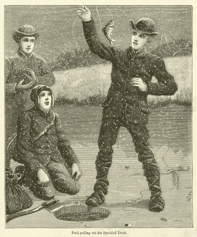 Fred haalt de gestreepte forel tevoorschijn (gravure) door English School