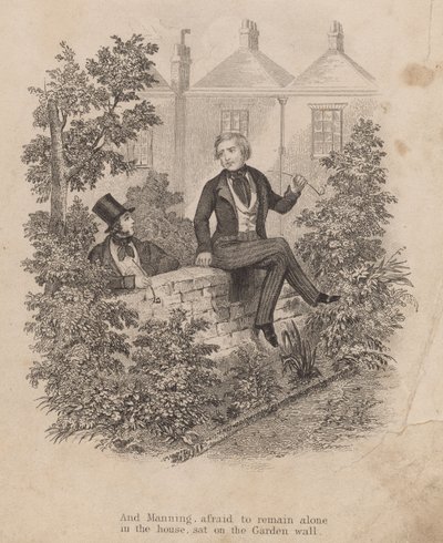 Frederick George Manning zittend op een muur na de moord op Patrick O