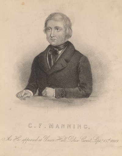 Frederick George Manning, die samen met zijn vrouw Marie Manning Patrick O