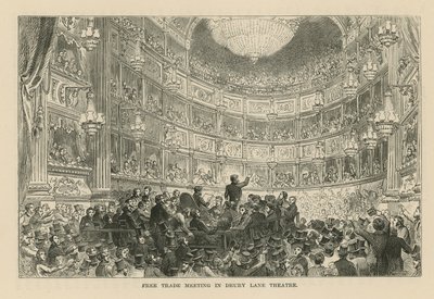 Vrijhandelsbijeenkomst in Drury Lane Theatre door English School