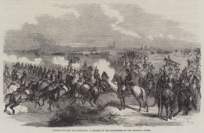 Franse Cavalerie in Luneville, een Aanval van de Cuirassiers van de Keizerlijke Garde door English School