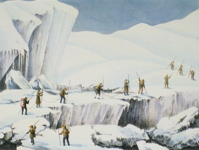 Frequent voorkomen van ijs met sneeuwbruggen, uit A Narrative of an Ascent to the Summit of Mont Blanc door Charles Fellows (1799-1860), gepubliceerd 1827 door English School