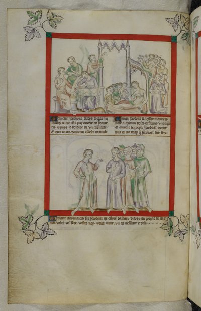 Uit het verhaal van Gideon (Jeroboal), detail van een manuscriptverlichting uit de Queen Mary Psalter door English School